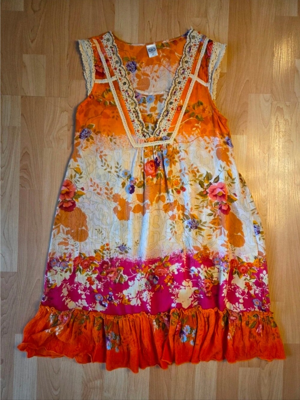 Bila boho floral ruffle hem dress